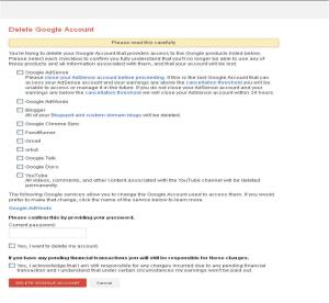 delete gmail account